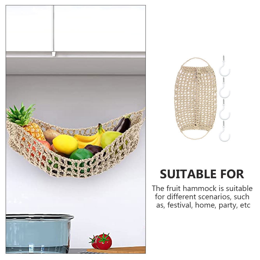 WEAVILUX Fruit and Vegetable Hammock 68X6X6CM Khaki Cotton Rope for Different Festivals 1 Set
