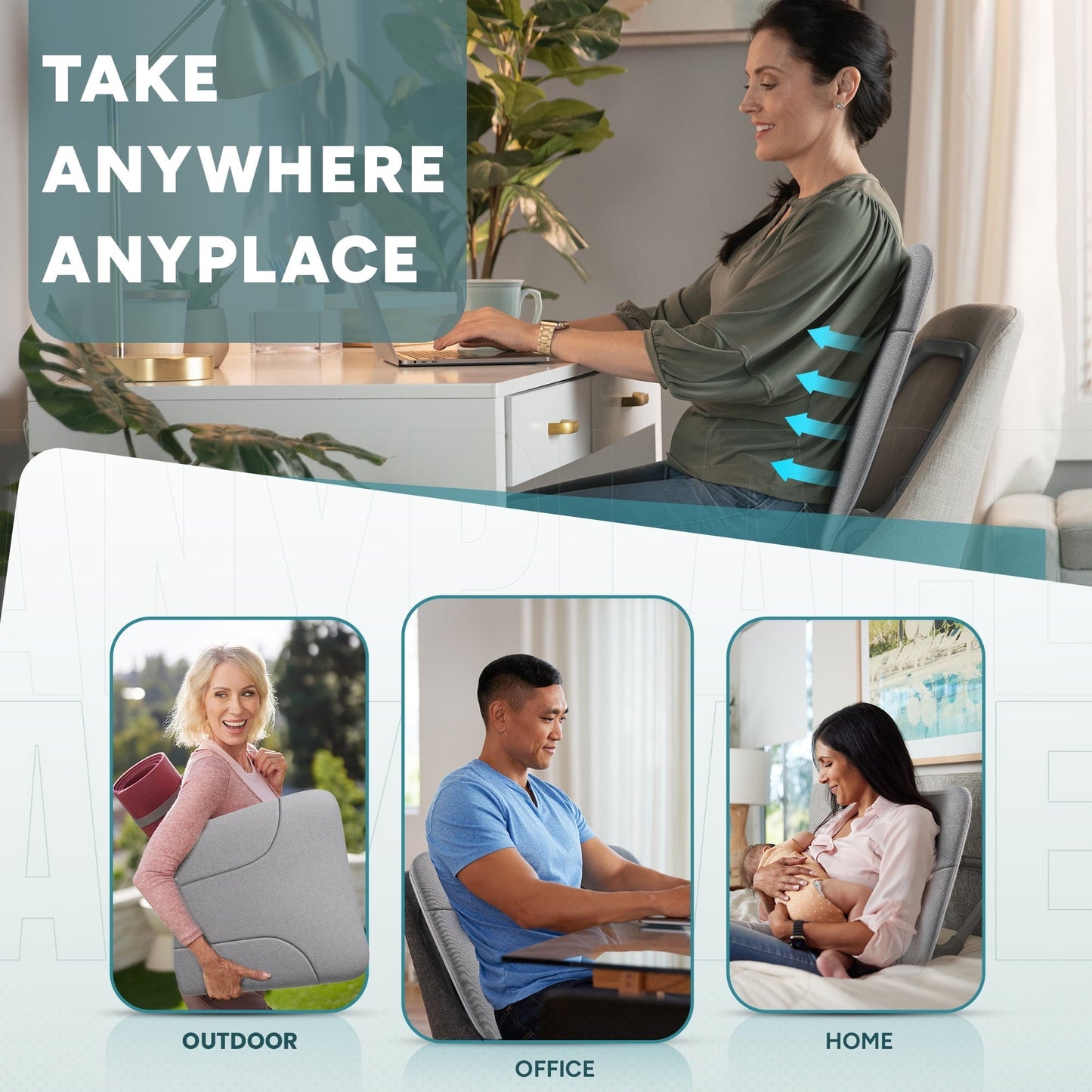 Ready Rocker Deluxe – Adjustable, Portable Rocker, Memory Foam Cover, Slate Grey