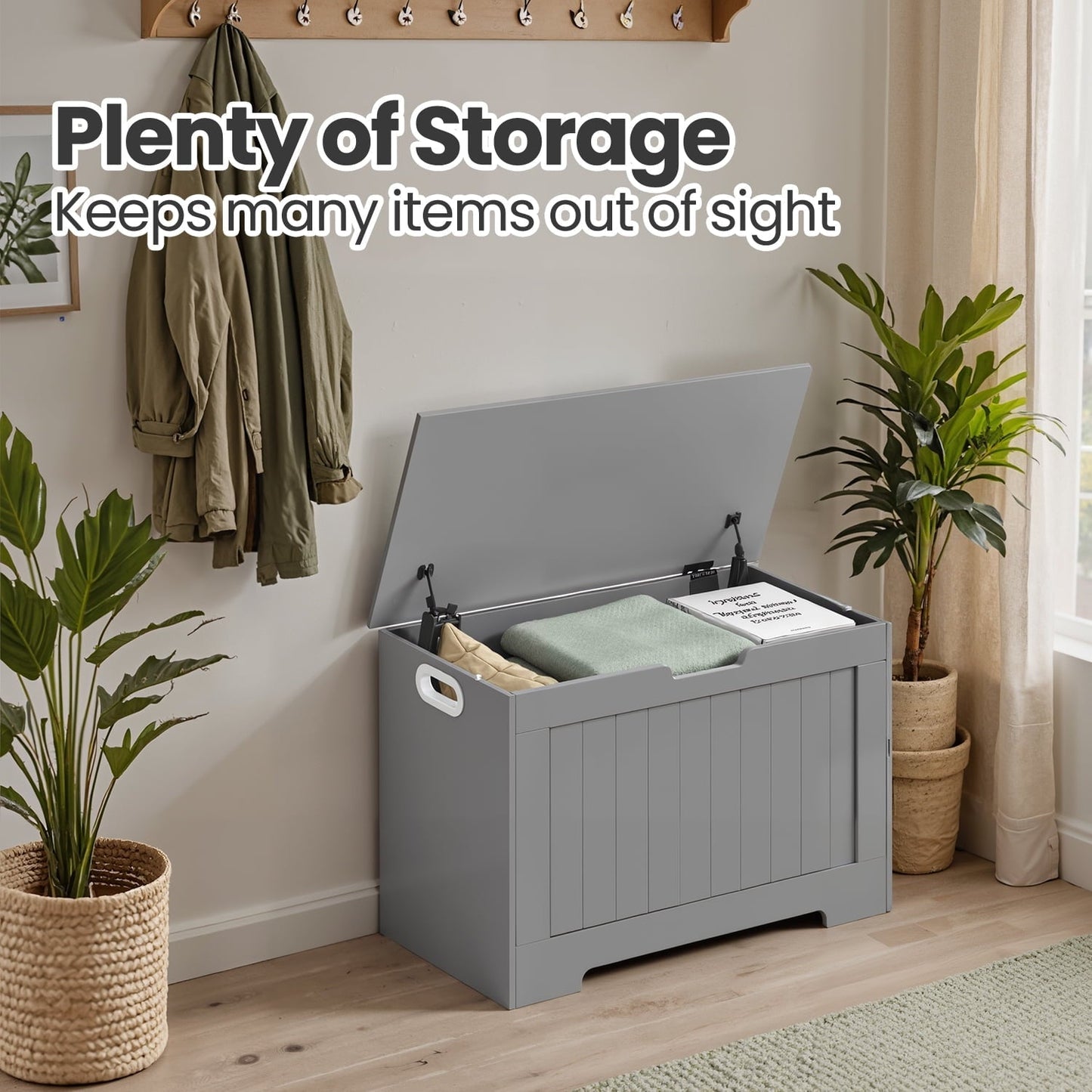 LEDREM Storage Chest Storage Trunk for Bedroom Entryway Large Capacity Organizer, Dove Gray