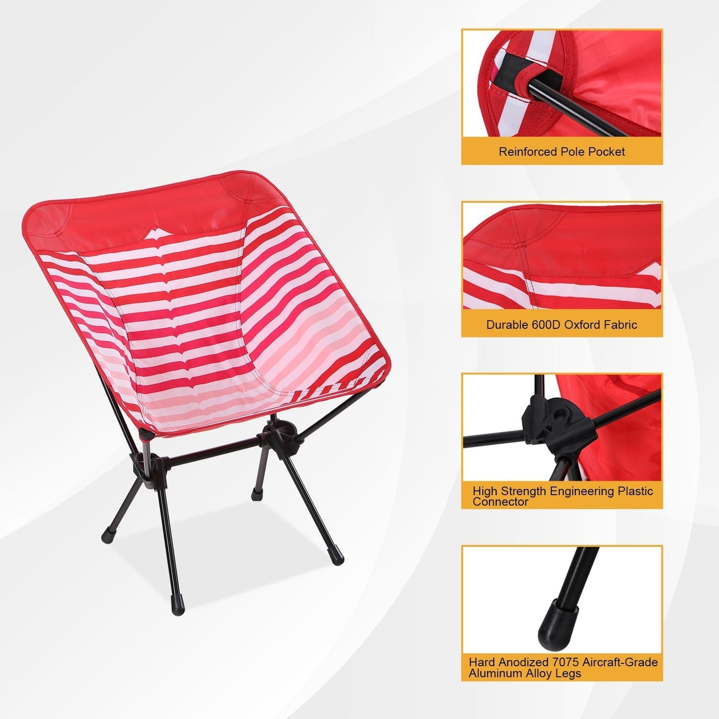 Sophia & William ultralight Compact Camping Chair Portable Folding Chair with Carry Bag, Red