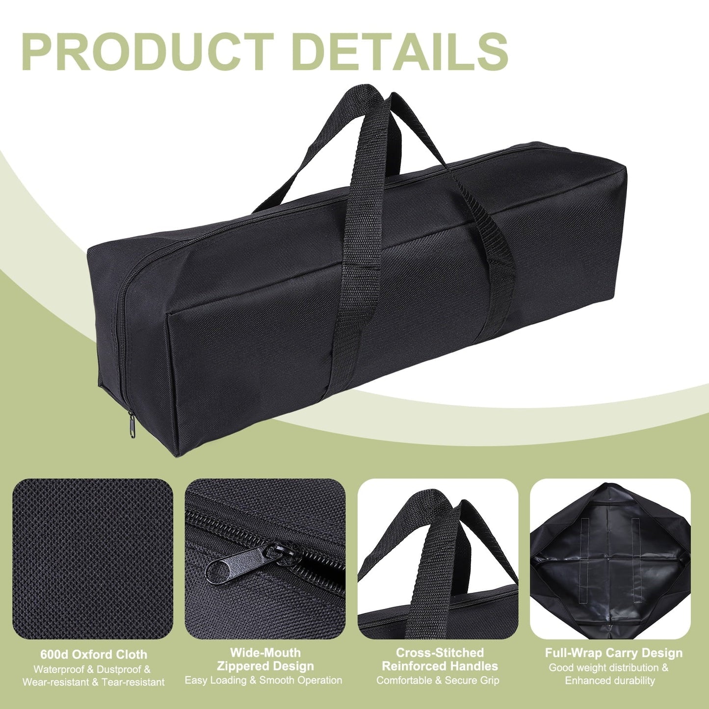 Uxcell Camp Chair Replacement Bag, Camping Folding Chair Bag with Handle Strap, 22 x 6 x 6 Inch for Outdoor (Black)