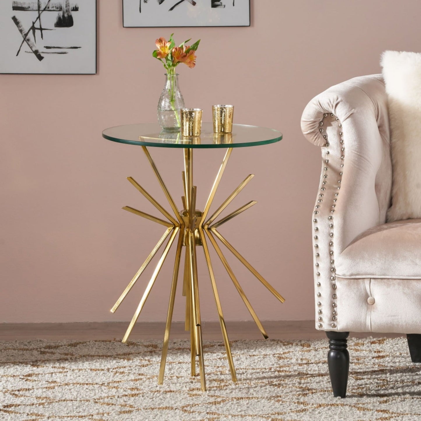 SPARKLE GLASS SIDE TABLE for Living Room Dining Room