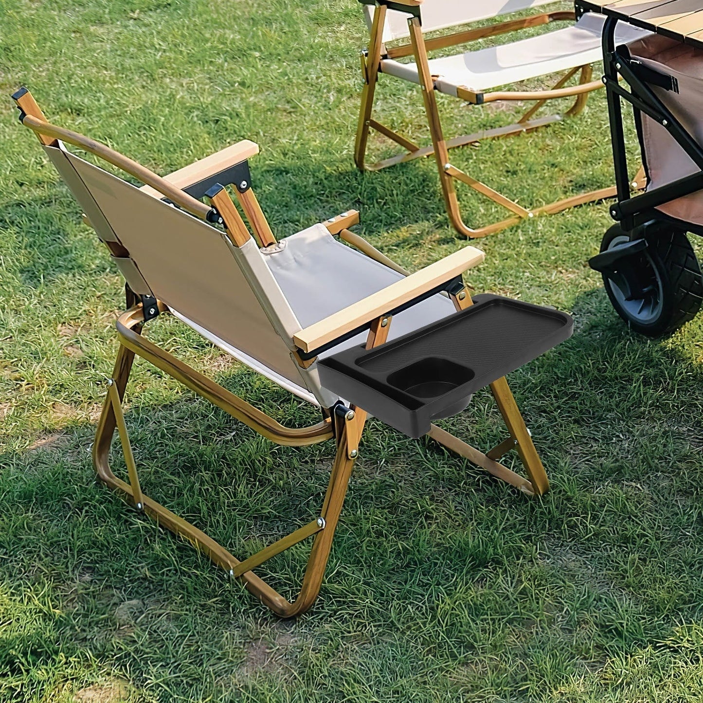 Toyvian 1Pcs Outdoor Cup Holder Black Cup Holder Chair Rectangular Beverage Holding Sports Activity