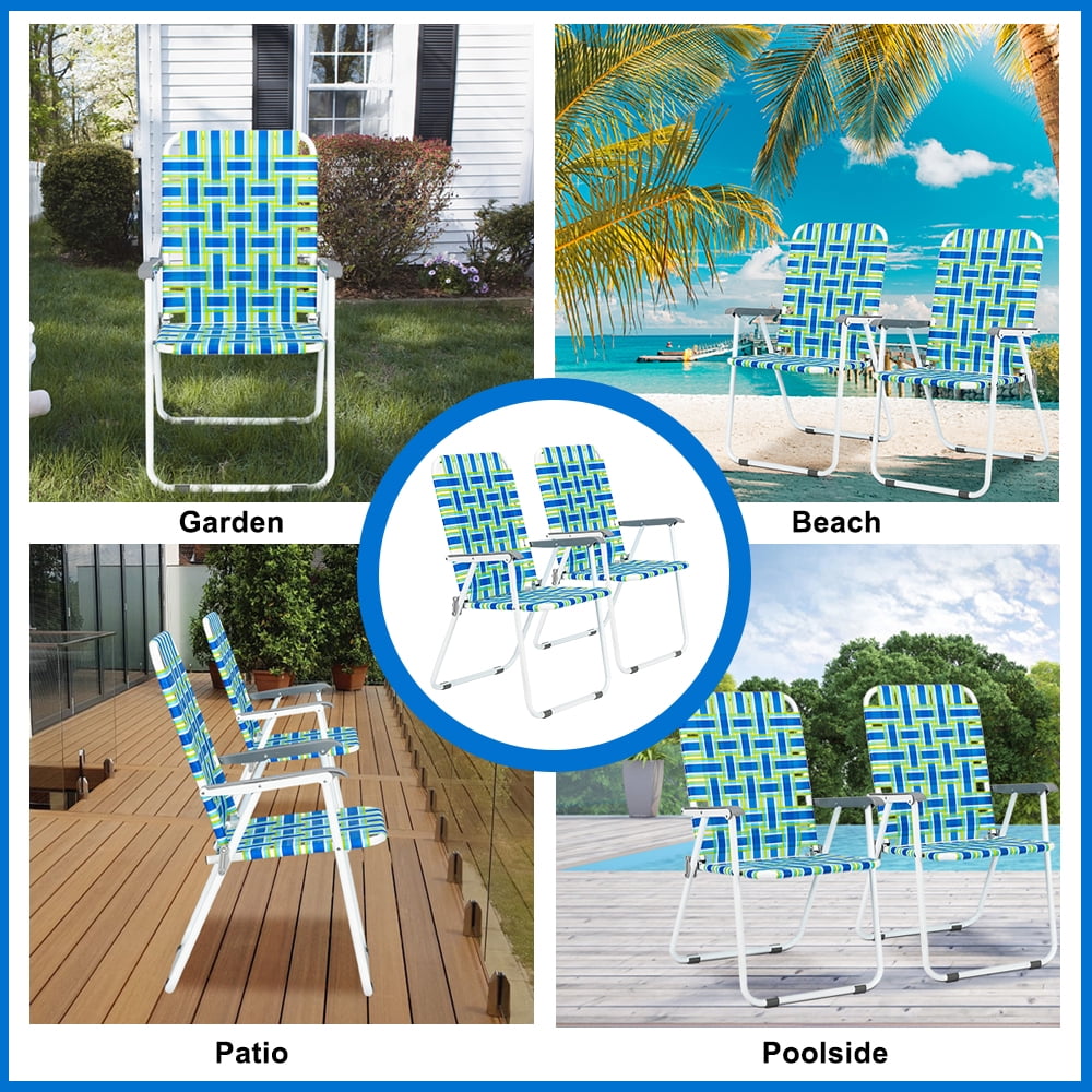 Matladin 1-Pack Folding Patio Lawn Chair, Beach Chair for Adults, Camping Chair with Webbed Airflow Mesh for Outdoor, Blue