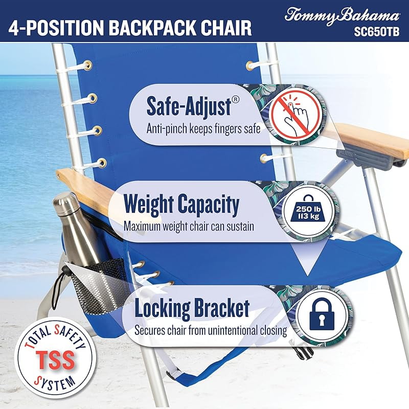 2-Pack Hi-Boy 17" Seat Height 4-Position Lace-Up Suspension Folding Backpack Beach Chair