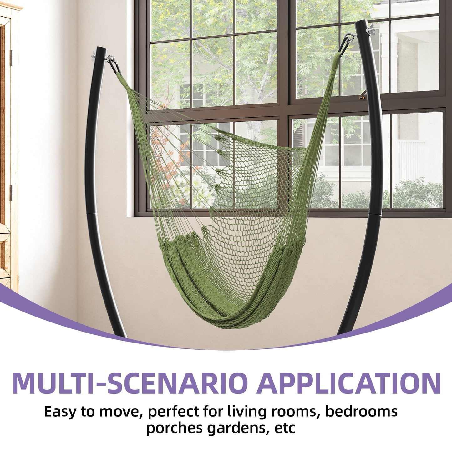 Uforic Hammock Patio Swing with Stand, Weatherproof and Comfortable Pillows, Crafted from Steel, Green