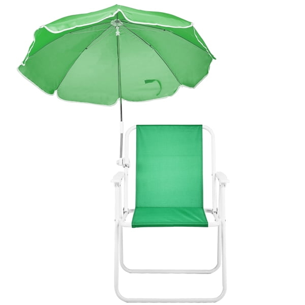 Folding Beach Chair with Umbrella for Adults, Lightweight Porable Camping Chair with 265lbs Capacity for Travel Picnic Concert & Outdoor Activities, Green