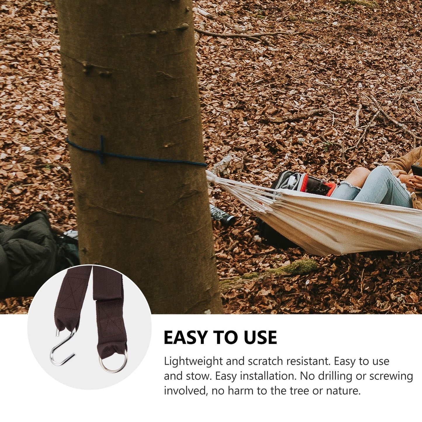 Raindrops 4Pcs Hammock Tree Strap Men and Women Outdoor Use 112.0x1.97x0.08in