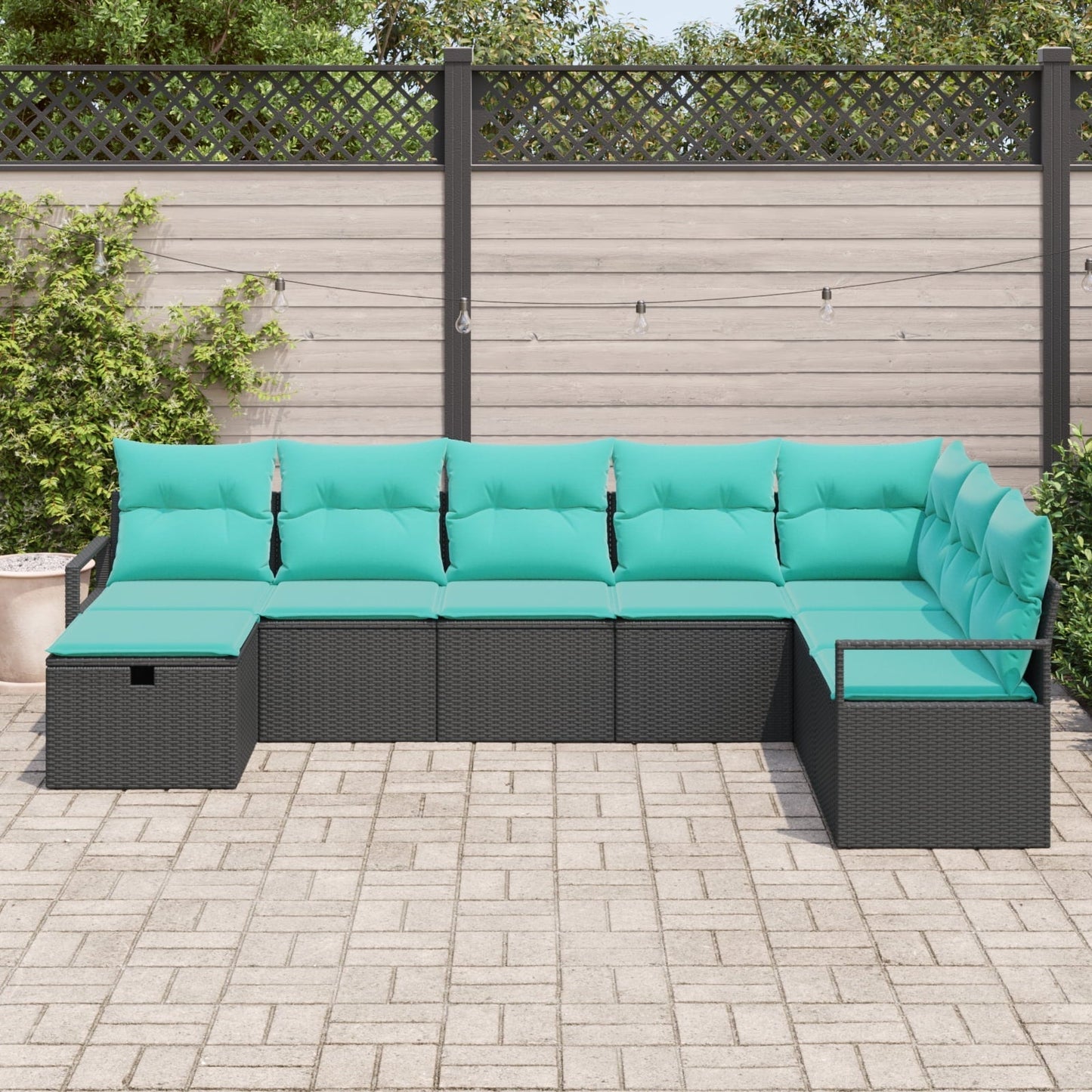 vidaXL 8 Piece Garden Sofa Set with Cushions Black Poly Rattan, vidaXL 2-Seater Garden Sofa with Cushions Black Poly Rattan