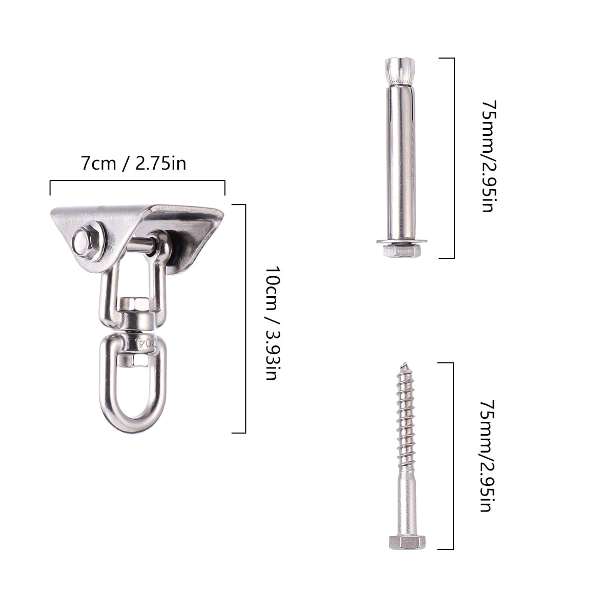 Toddmomy 360 Swivel Swing Hanger Heavy Duty Hammock Hanging Kit 1 Set Stainless Steel for General Users