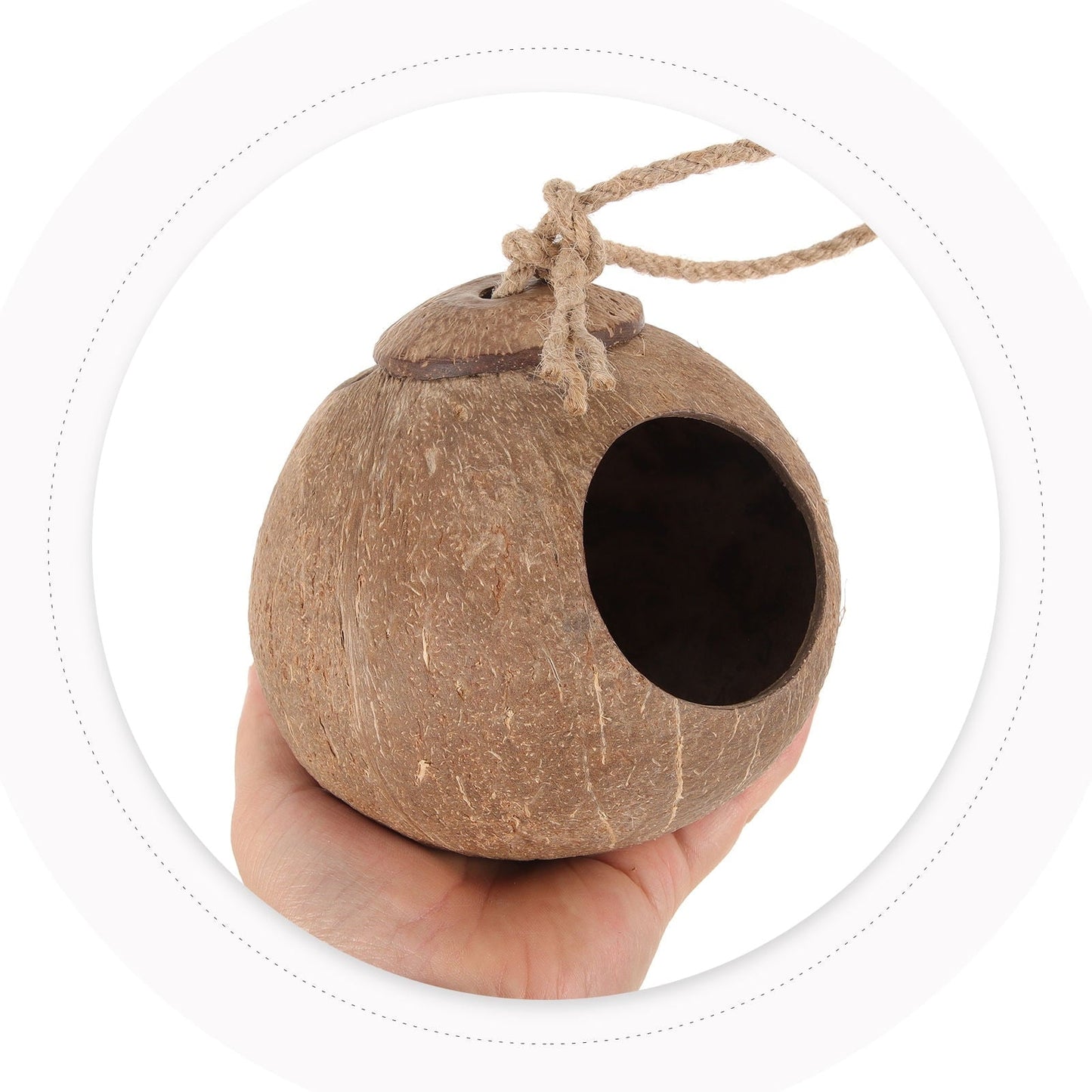 UNOMOR hanging nest for small bird Parrot Swing Bed Coconut Shell Exercise Tool Outdoor Use 1Pcs