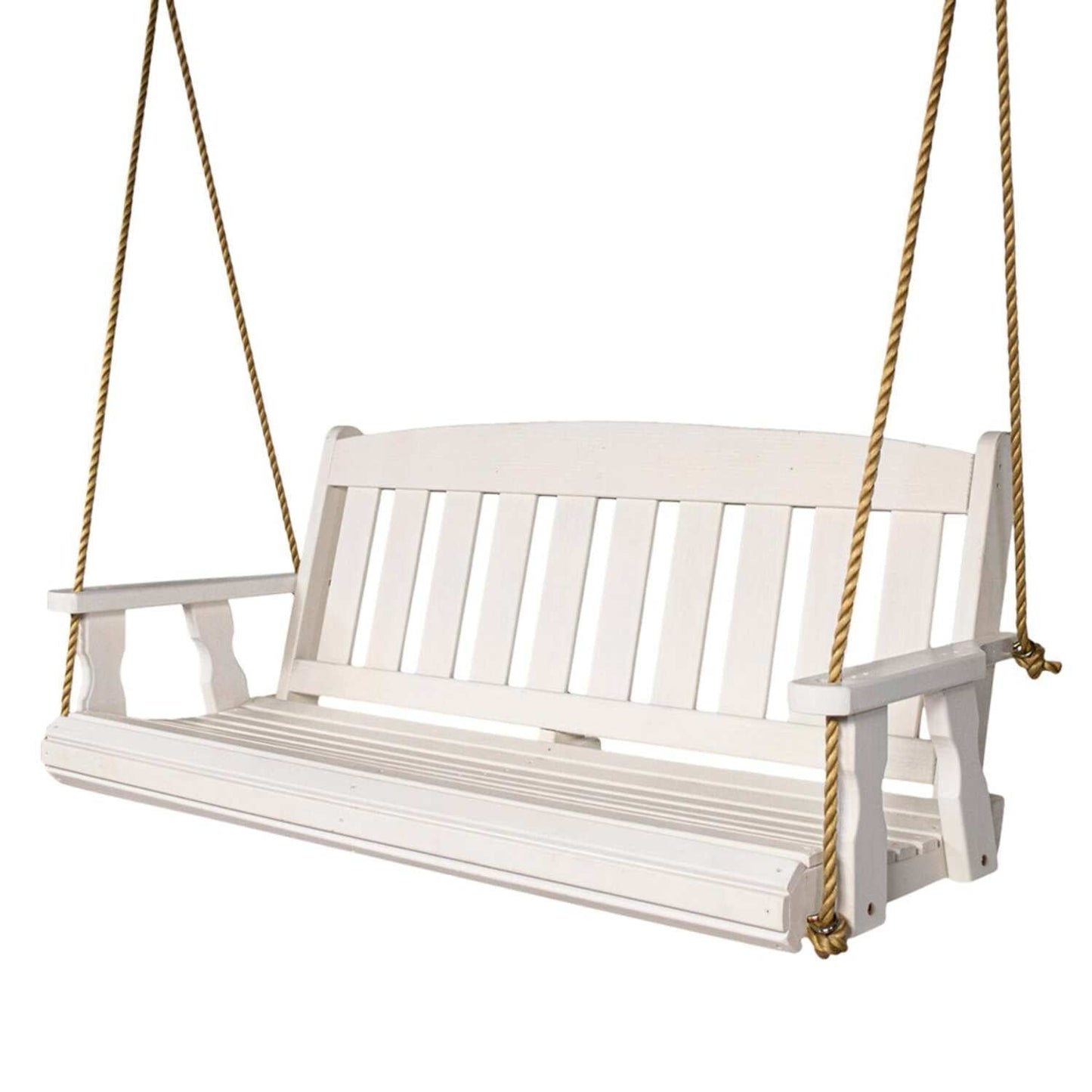 Amish Casual Heavy Duty 800 Lb Mission Treated Porch Swing with Hanging Chains (5 Foot, Semi-Solid White Stain)