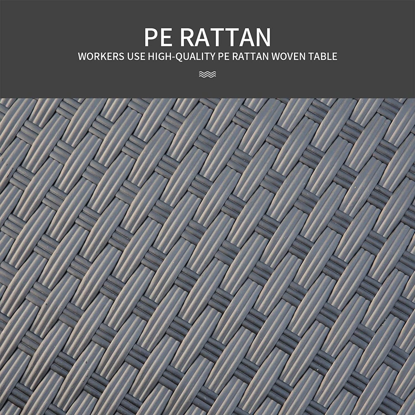 Outdoor PE Wicker Side Table - Patio Rattan Garden Coffee End Square Table with Glass Top Furniture, Black