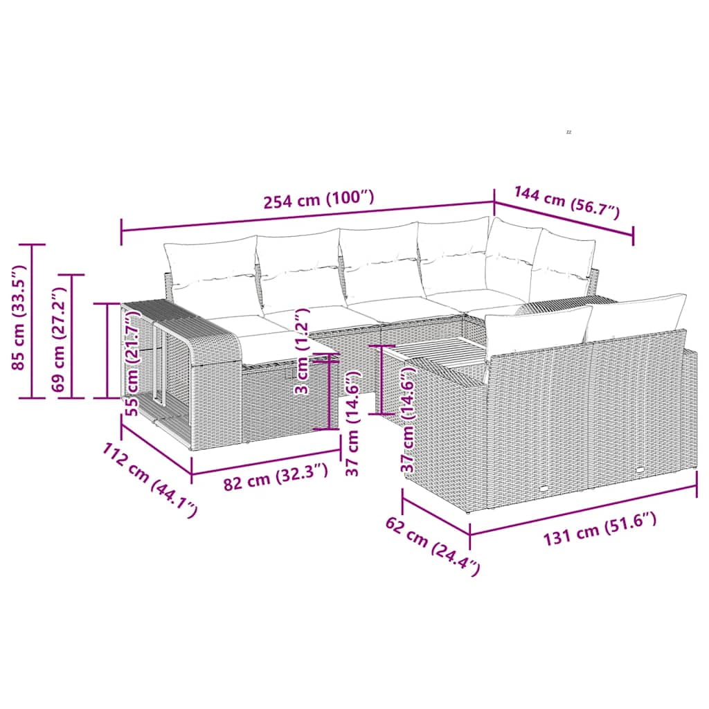 vidaXL Garden Sofa Set Black