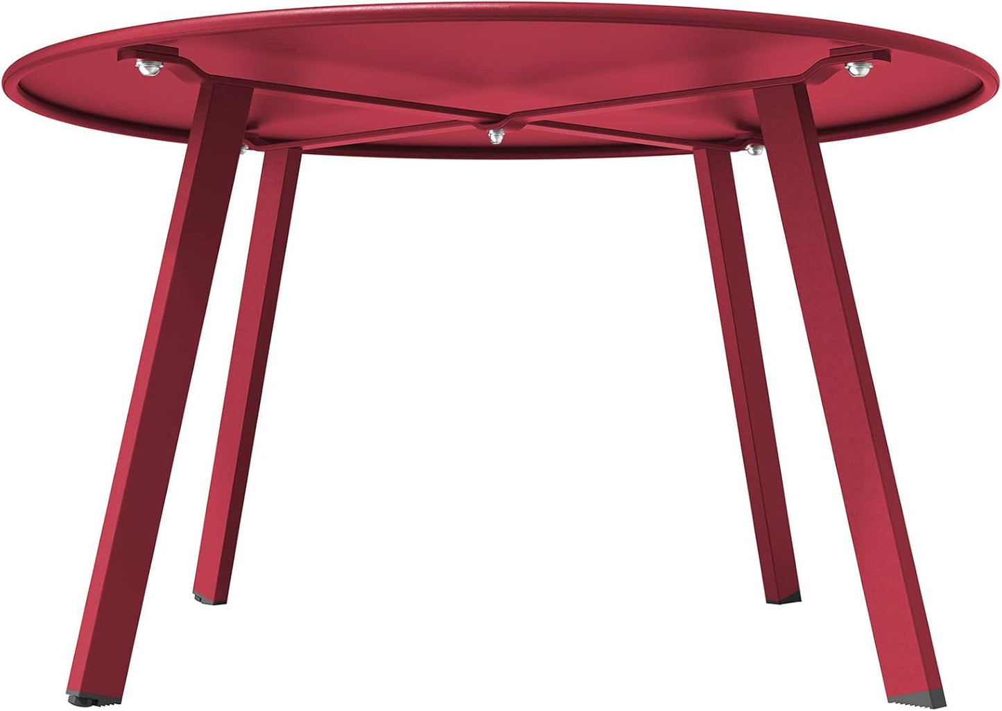 ACCVER 28 Inch Round Outdoor Coffee Table - Weatherproof Steel Patio Side Table for Deck, Backyard Outdoor & Indoor Use, Red