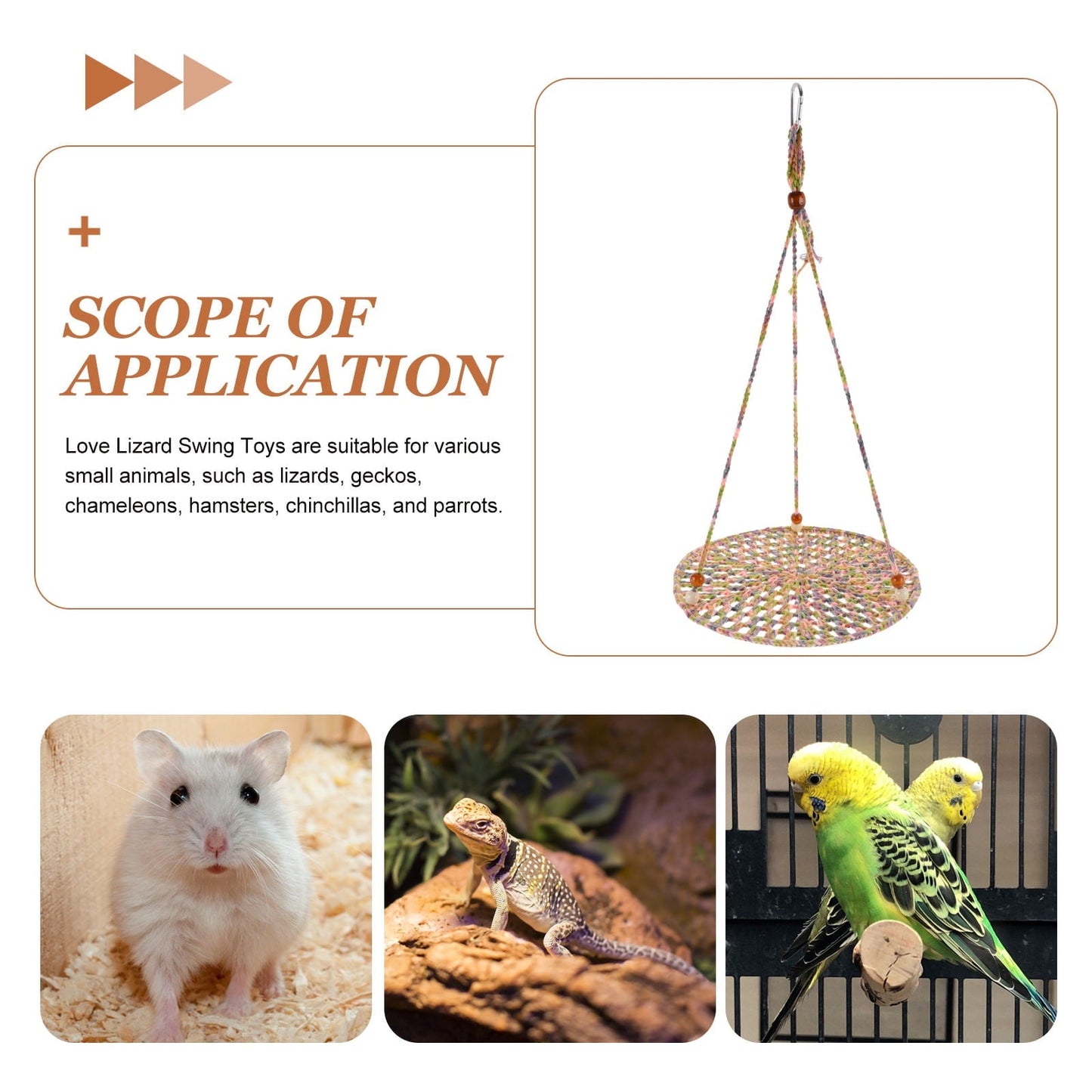 FUEENIRVA Hanging Bed Reptile Hammock Cotton Rope 1 Set 9.82X9.82X14.93in