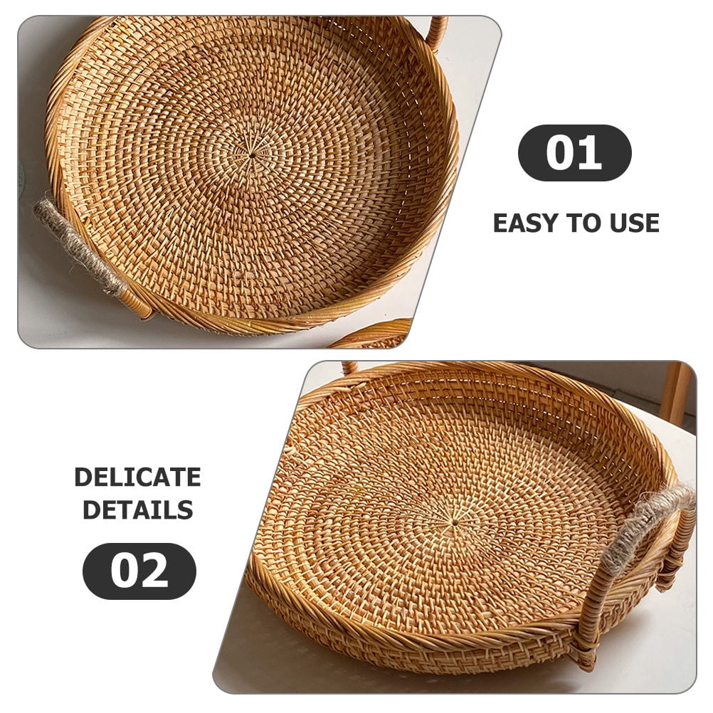 CTIRCHIU Kitchen Wicker Basket Serving Bread Basket Khaki 1Pcs for Home Use