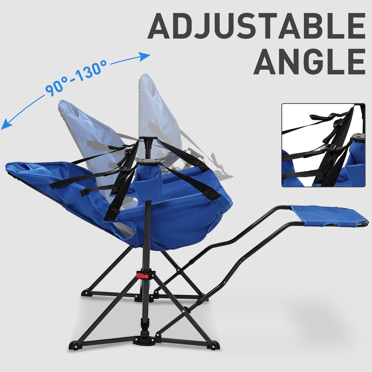 Ainfox Outdoor Hammock Camping Chair with Footrest, Foldable Portable Rocking Chairs for Adults Outside Swinging Camp with Cup Holder Pillow,Blue