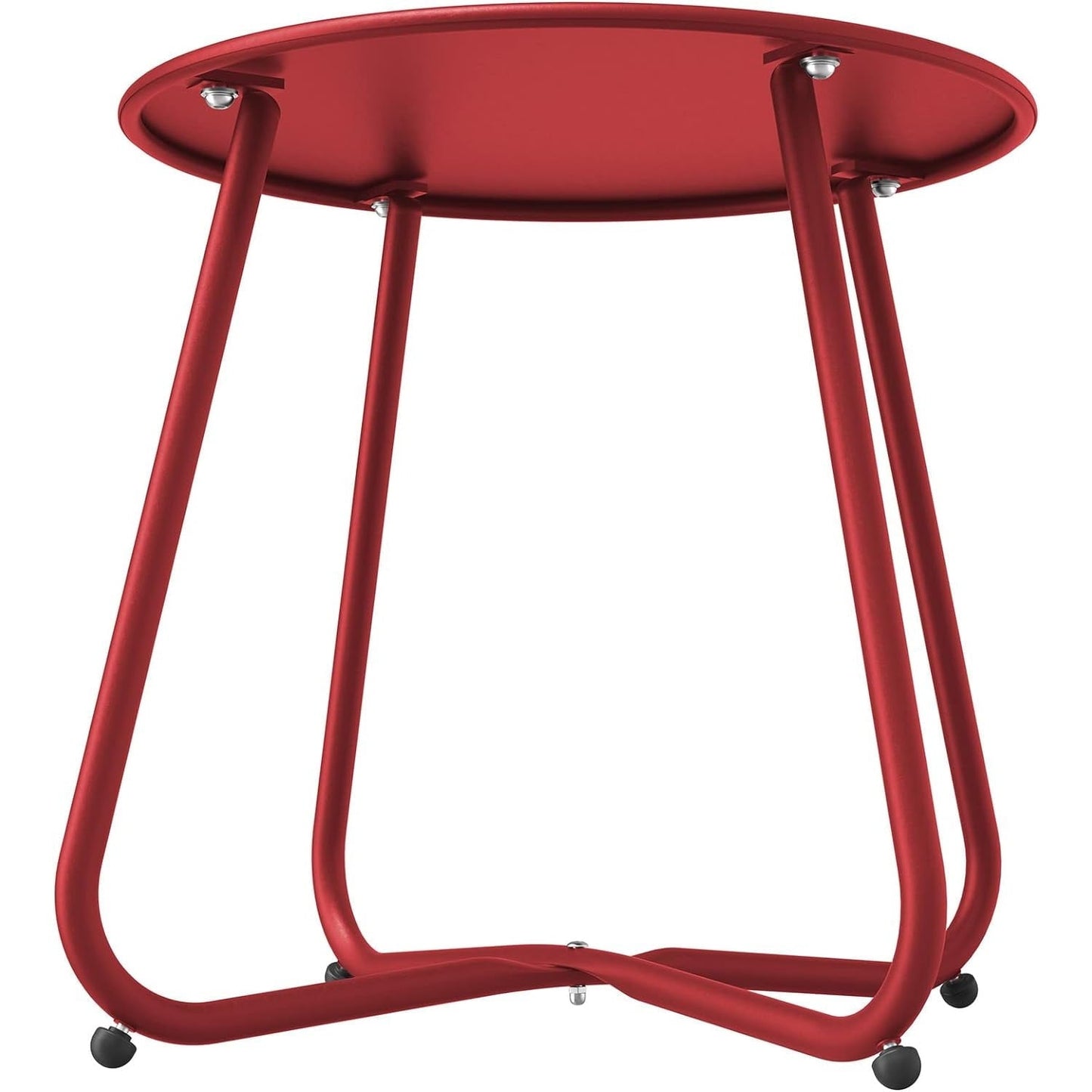 Round Rolling Coffee Table - Modern Cross Base Design, 4 Silent Casters, Multi-Functional Side Table for Home/Office - Red