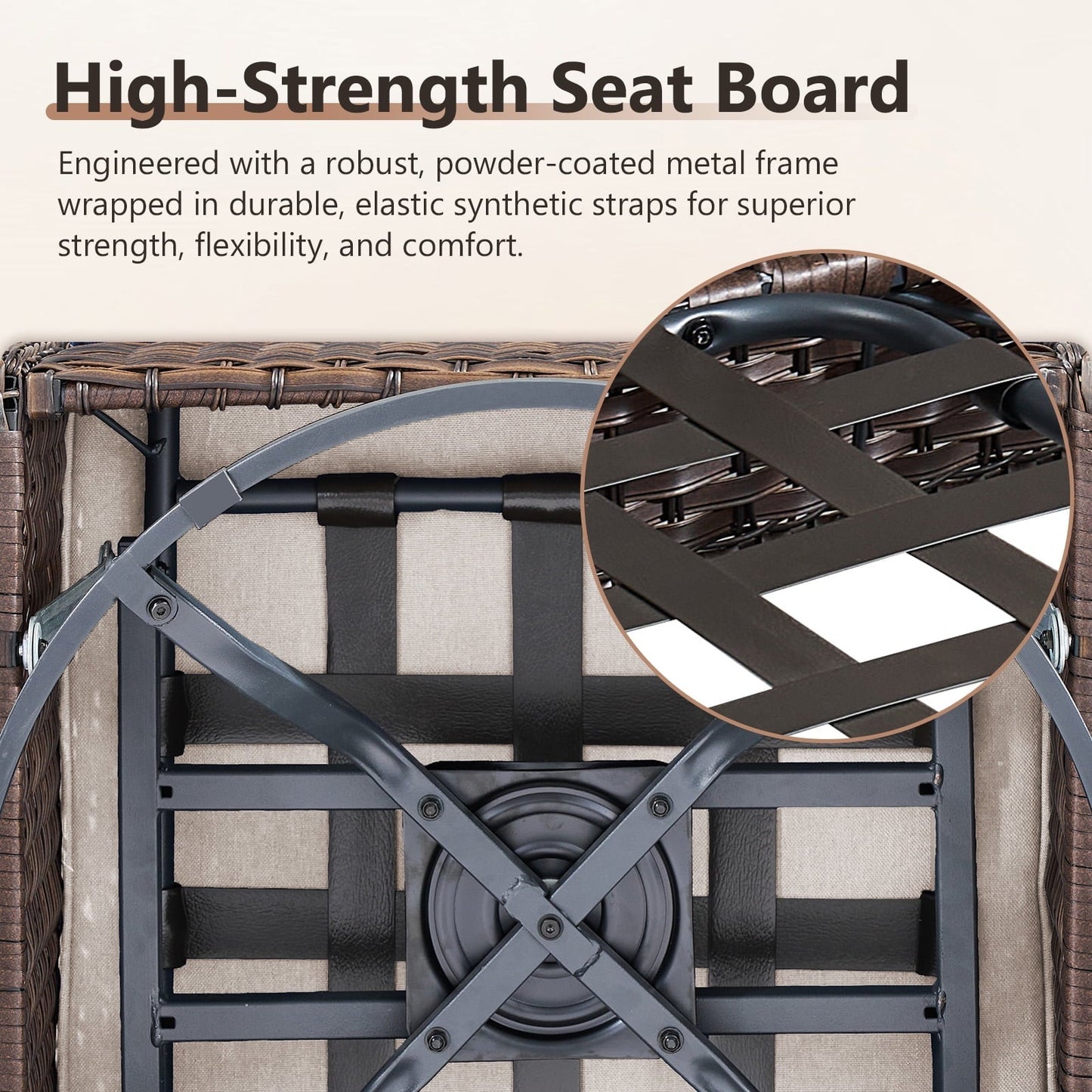 POCASSY Swivel Patio Chairs Set of 4, Wide Backrest Outdoor Swivel Glider Rocking Chairs with All Weather Brown Wicker with Comfort 5" Thick Cushion for Porch Balcony, Gray Cushion