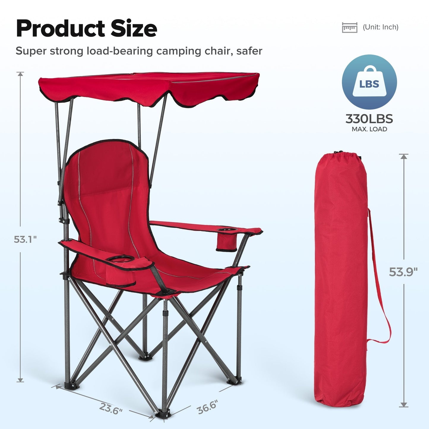 Sophia & William Foldable Canopy Chair Portable Camping Lounge Chair Outdoor Sunshade Canopy Chair with Cup Holder, Red