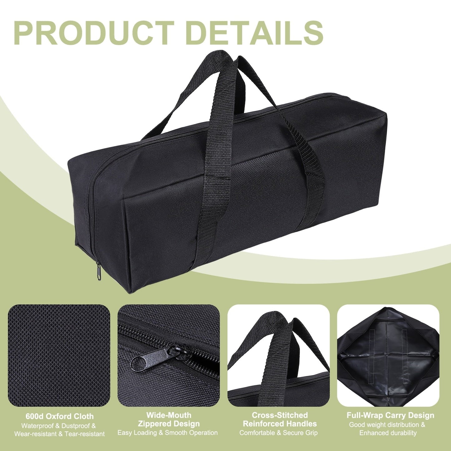 Uxcell Camp Chair Replacement Bag, Camping Folding Chair Bag with Handle Strap, 18 x 6 x 6 Inch for Outdoor (Black)