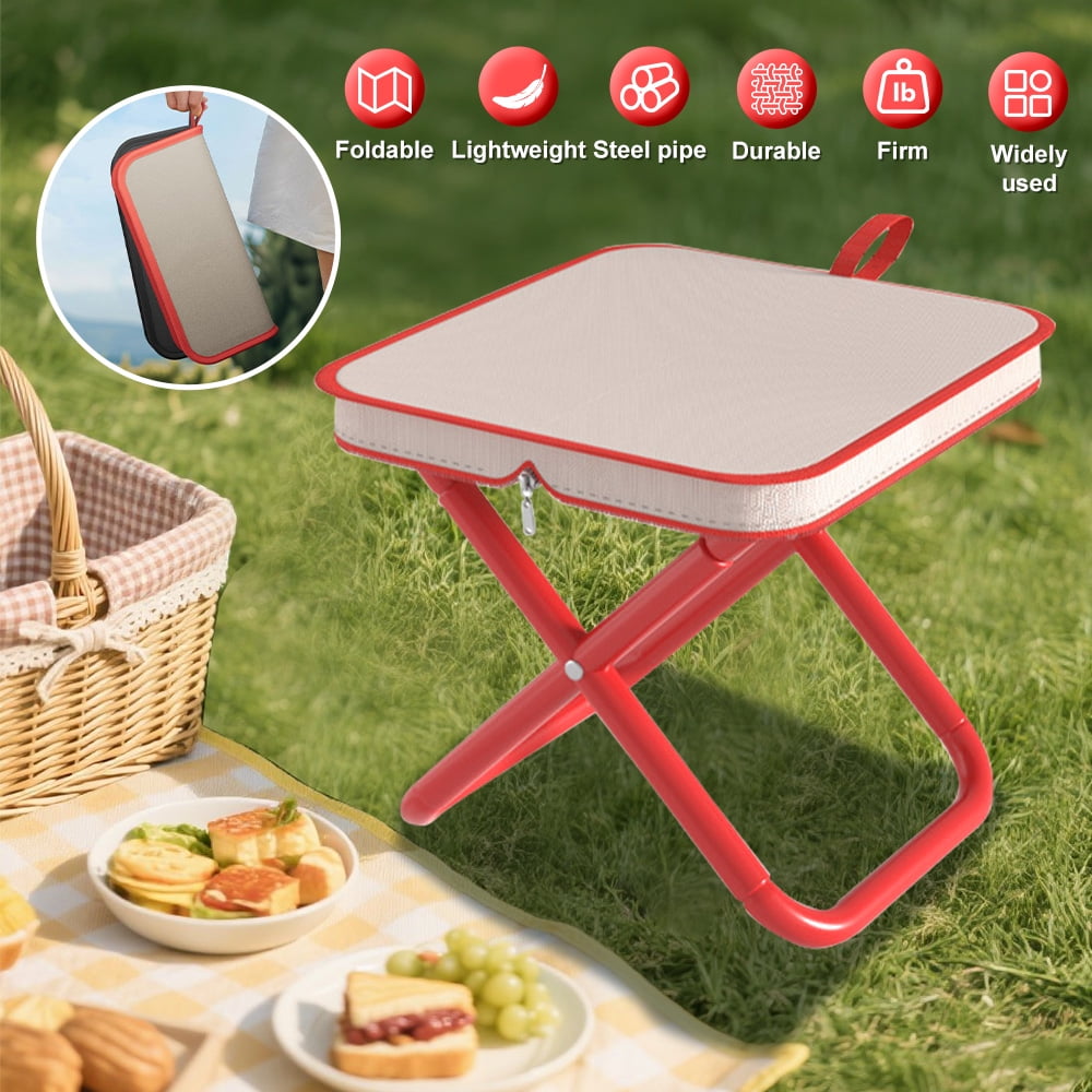 Welan Folding Camping Stool,Handbag Style Portable Folding Stool,Pencil Case Chair for Outdoor Fishing Hiking Backpacking Travelling（Red）
