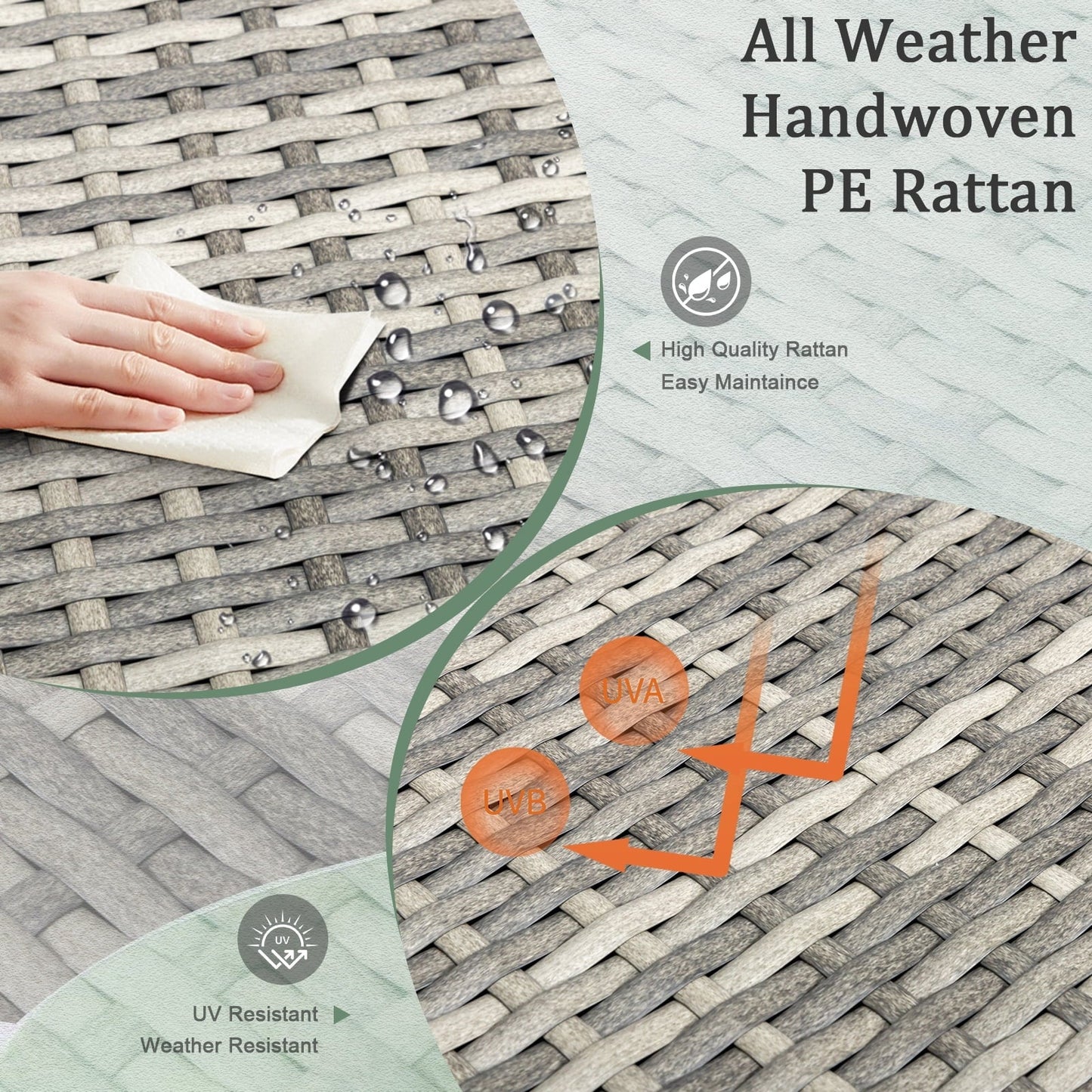 Small Patio Side Table with Storage for Cushions, Hose & Towels, All-Weather Rattan