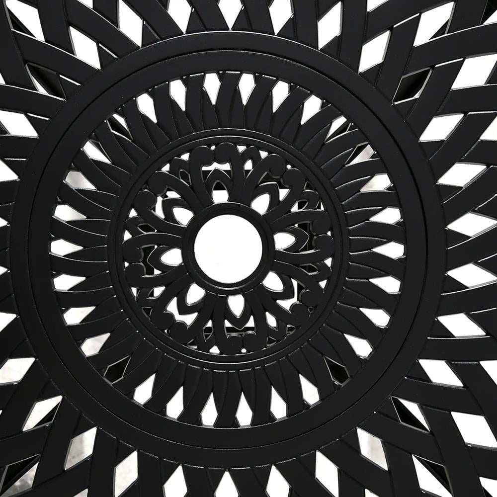 Aimee Lii 30" Round Patio Dining Table with Umbrella Hole, Antique Cast Aluminum Outdoor Bistro Table Only, Outdoor Furniture for Outdoor Patio Garden Backyard, Black