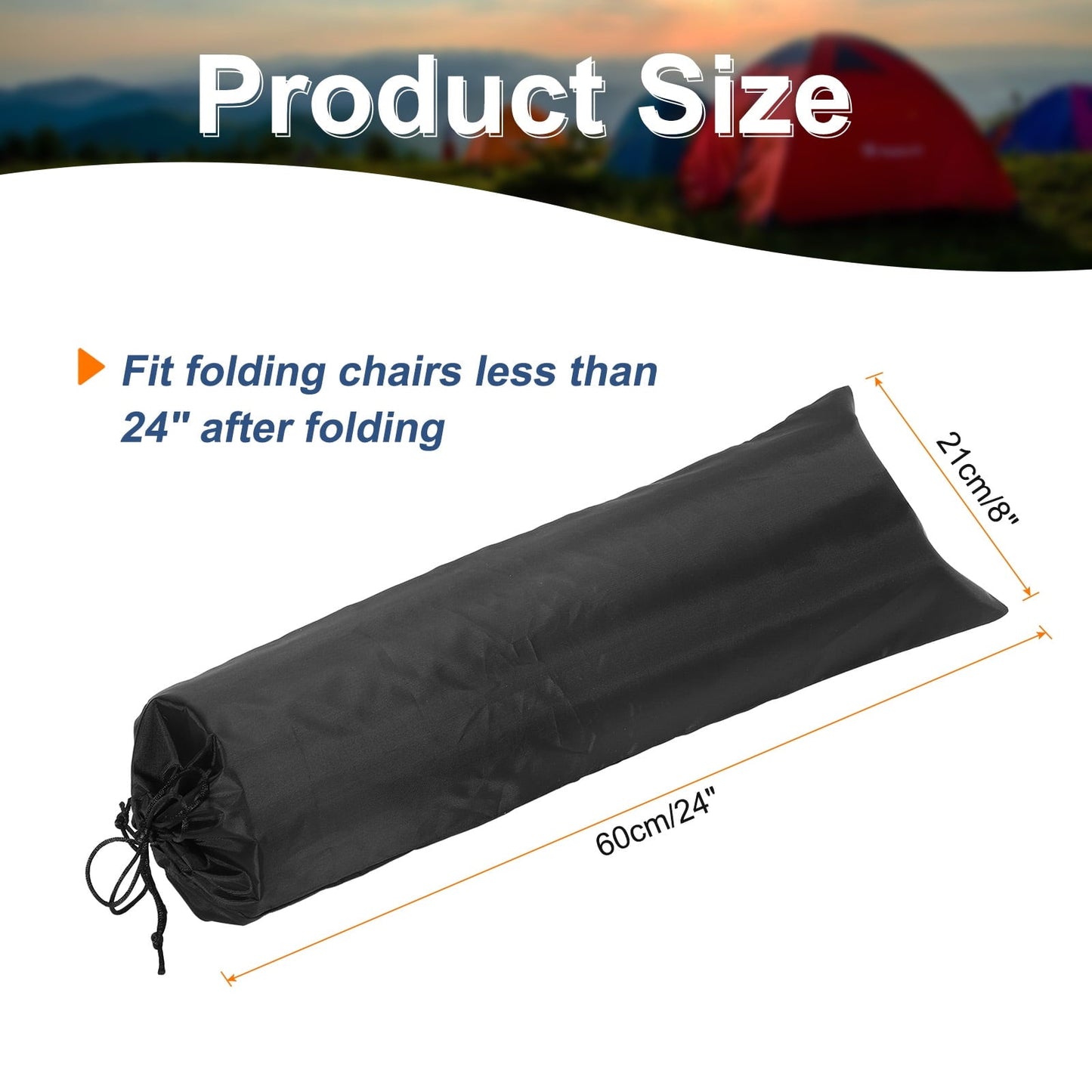 3 pcs Camp Chair Replacement Bag 24" x 8" Nylon Carrying Bag  Outdoors Folding Chair Cover Tripod Case Bag Black
