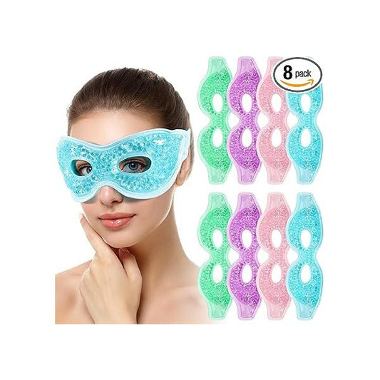 Panitay 8 Pcs Gel Eye Mask Cooling Bead Packs for Puffy Hot Cold with Plush Backing Reusable Compress Dry Stress Skin Care