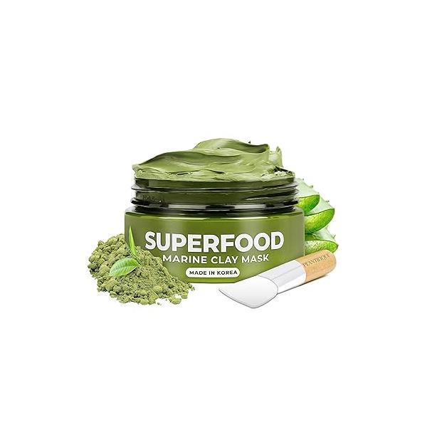 PLANTIFIQUE Korean Skincare Clay Mask - Hydrating Mud with Avocado & Superfoods, Dermatologist-Tested for Face Body Vegan, 3.4 Oz/100ml