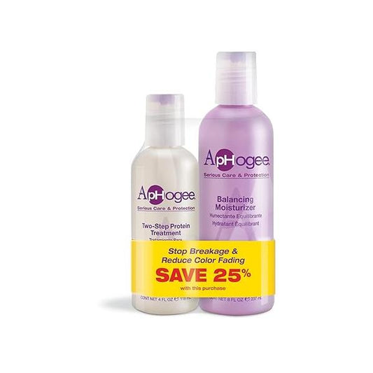 Aphogee Serious Hair Care Double Bundle (Twostep Protein Treatment 4 Fl Oz and Balancing Moisturizer 8