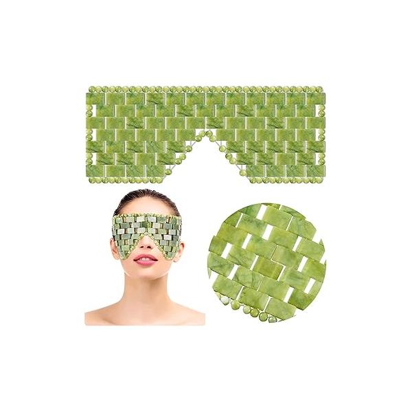 SATINIOR Jade Stone Eye Mask Hot or Cold Using Green Facial Sleeping Relief Cover for Women Men Soothing, Cooling and Relieving