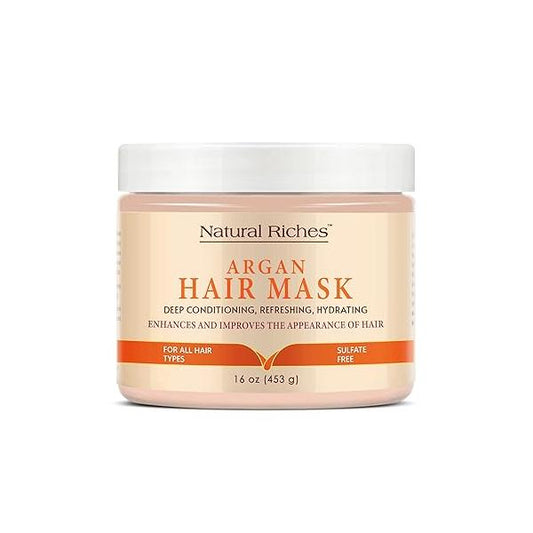 Natural Riches Moroccan Argan Oil Hair Mask - Moisturizing and Hydrating for Nourished Locks 16 oz