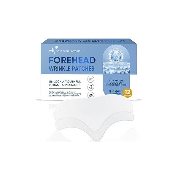 Forehead Wrinkle Patches, 12 Pcs Anti Patches with Collagen and Vitamin E, for Smoothing Fine Frown Lines & Wrinkles