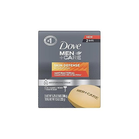 Dove Men+Care Soap Bar For Smooth and Hydrated Skin Care Defense Effectively Washes Away Bacteria While Nourishing Your 3.75 oz, Cream, 2 Count