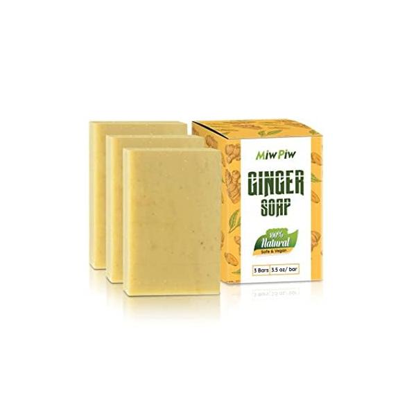 Ginger Soap Lymphatic Drainage Pack 3 - Anti-Cellulite Skin Tightening Natural Ingredients Detox Soaps for Deep Clean Shower, Detoxification, Rejuvenating
