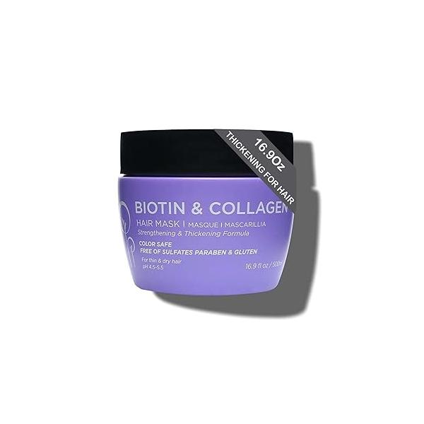 Luseta Biotin Collagen Hair Mask for Dry & Damaged 16.9 Oz, Strengthening Thickening Treatment Deep Conditioning