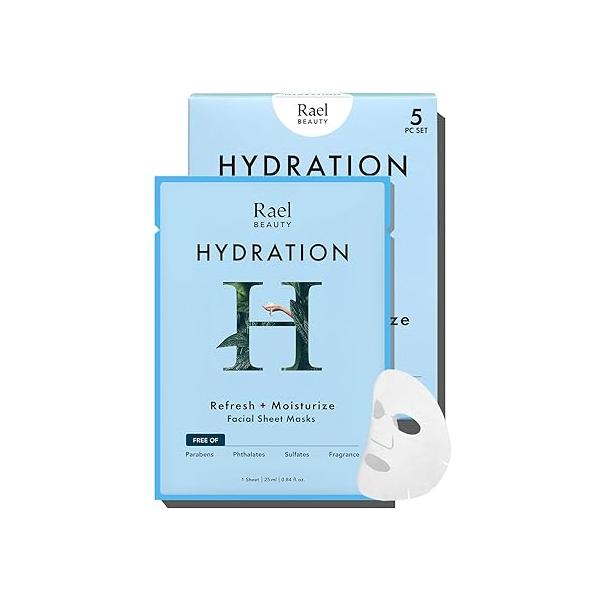 Rael Face Mask Skin Care, Collagen Masks - Bamboo Facial Sheet Mask, Korean Skincare, with Essence and Fruit Extracts, Nourishing Moisturizing, All Types (Collagen, 5 Sheets)