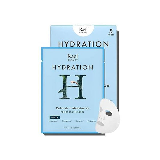 Rael Face Mask Skin Care, Collagen Masks - Bamboo Facial Sheet Mask, Korean Skincare, with Essence and Fruit Extracts, Nourishing Moisturizing, All Types (Collagen, 5 Sheets)