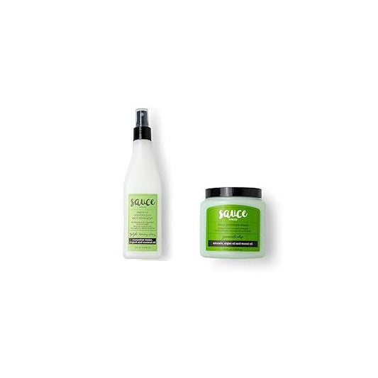 SAUCE BEAUTY Guacamole Hair Mask & Tzatziki Leave In Conditioner - Deep Conditioning Treatment Frizz Control for Curly Dry Damaged Sulfate Free Paraben