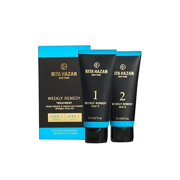 Rita Hazan Two Step Weekly Remedy Cream Kit - Deeply Hydrating & Restorative for Color Treated Hair Frizzy Treatment Dry Damaged