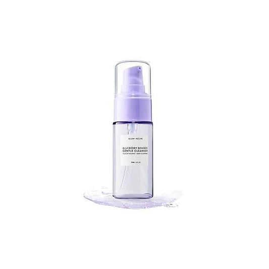 Glow Recipe Blueberry Bounce Exfoliating Face Wash, Travel Size - Foaming Facial Cleanser, Makeup Remover & Clarifying Mask Hydrating Hyaluronic Acid Gentle AHA for Sensitive Skin Vegan, 30ml
