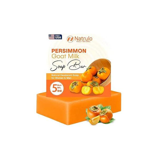 Persimmon Soap Bar for Body Odor Control - Purifying Deodorizing Wash with Goat Milk Eliminating Great Skin Brightening, Natural Deodorant Men & Women