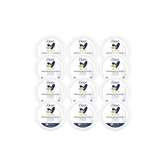Dove Body Love Rich Nourishment Cream, Face, Hand & Lotion for Extremely Dry Skin, Fast-Absorbing 72-Hour Moisturizing Cream with Ceramide Serum, Travel Size, 2.53 Oz (Pack of 12)