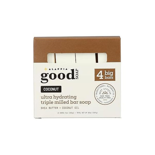 ALAFFIA Coconut Good Soap Value Pack 4 Count, 20 OZ