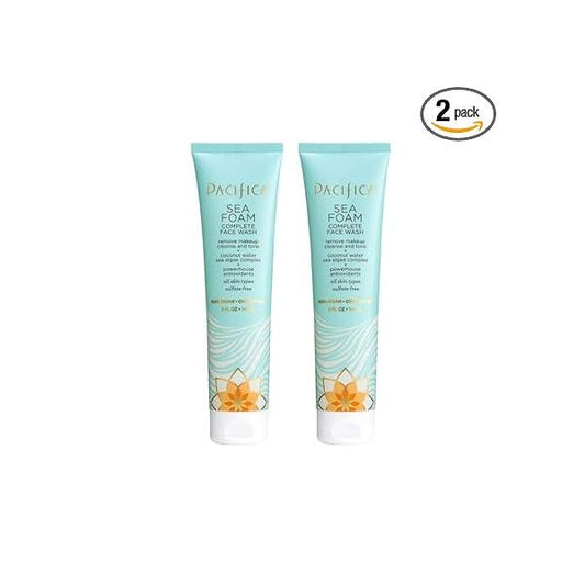 Pacifica Beauty Complete Face Wash, Gentle Daily Facial Cleanser for All Skin Types, Removes Makeup, Oil & Dirt, Sea Foam, 5 oz, 2 Pack