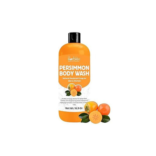 Persimmon Body Wash for Odor Control - Purifying Deodorizing Soap Eliminating Underarms, Intimate Inner Thigh, Bikini Area, Smelly Feet Natural Deodorant Soap, Kids Safe