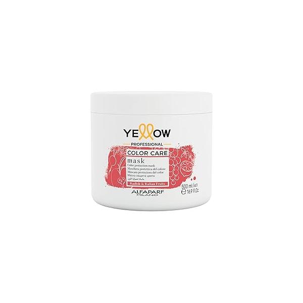 Alfaparf Milano Yellow Professional Color care Mask 500ml - Color-Safe Deep Conditioning Treatment for Vibrant, Healthy Hair, Prevents Fading & Enhances Color-Treated, Bleached, and Damaged Hair